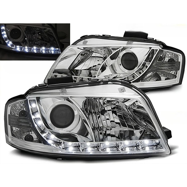 Audi A3 8P 8PA 2003-2008 Fari Anteriori LED Diurne Cromati