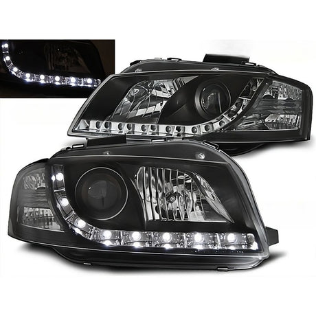 Audi A3 8P 8PA 2003-2008 Fari Anteriori LED Diurne Neri