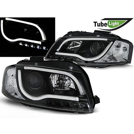 Audi A3 8P 8PA 2003-2008 Fari Anteriori LED Neri Lightube