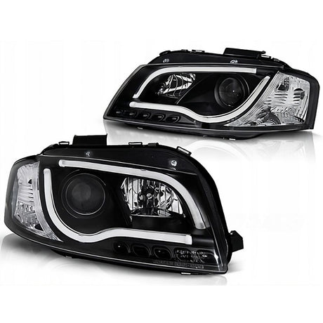 Audi A3 8P 8PA 2003-2008 Fari Anteriori LED Neri Lightube