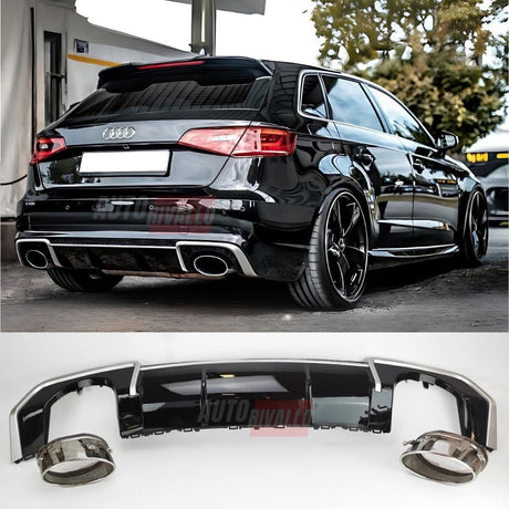 Audi A3 8V 2012-2016 Diffusore Sotto Paraurti RS3 Look Nero