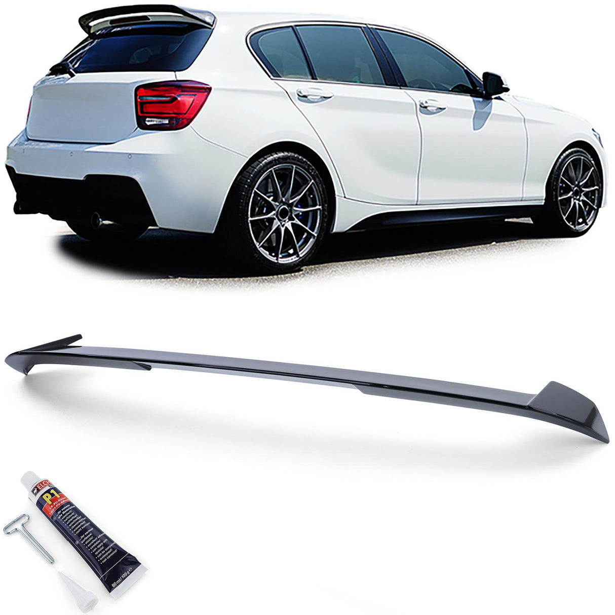 BMW Serie 1 F20 F21 2010-2014 Spoiler Tetto Nero Lucido 