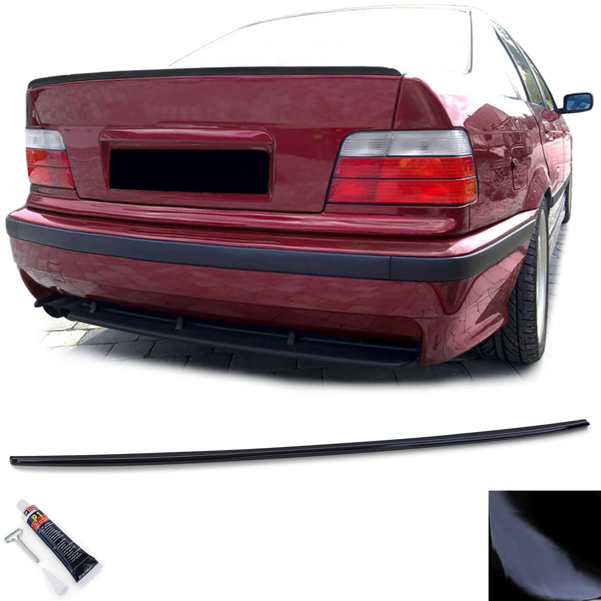 BMW Serie 3 E36 Berlina 1990-1998 Spoiler Cofano Nero Lucido