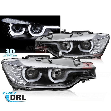 BMW Serie 3 F30 F31 2011-2015 Fari Anteriori LED Angel Eyes 3D