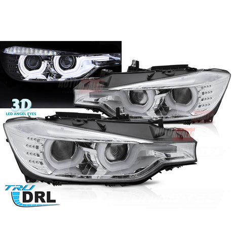 BMW Serie 5 F10 F11 2011-2015 Fari Anteriori LED Angel Eyes 3D