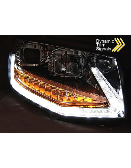 VW T6 2015-2019 Fari Anteriori DRL LED Frecce Dinamiche Cromati