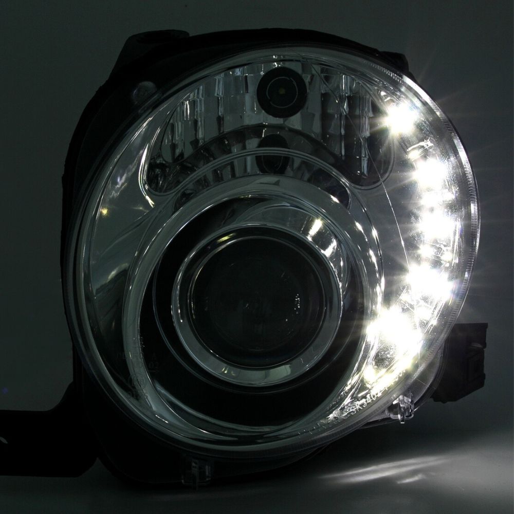 Fiat 500 2007-2016 Fari Anteriori Luci Diurne a LED Cromati