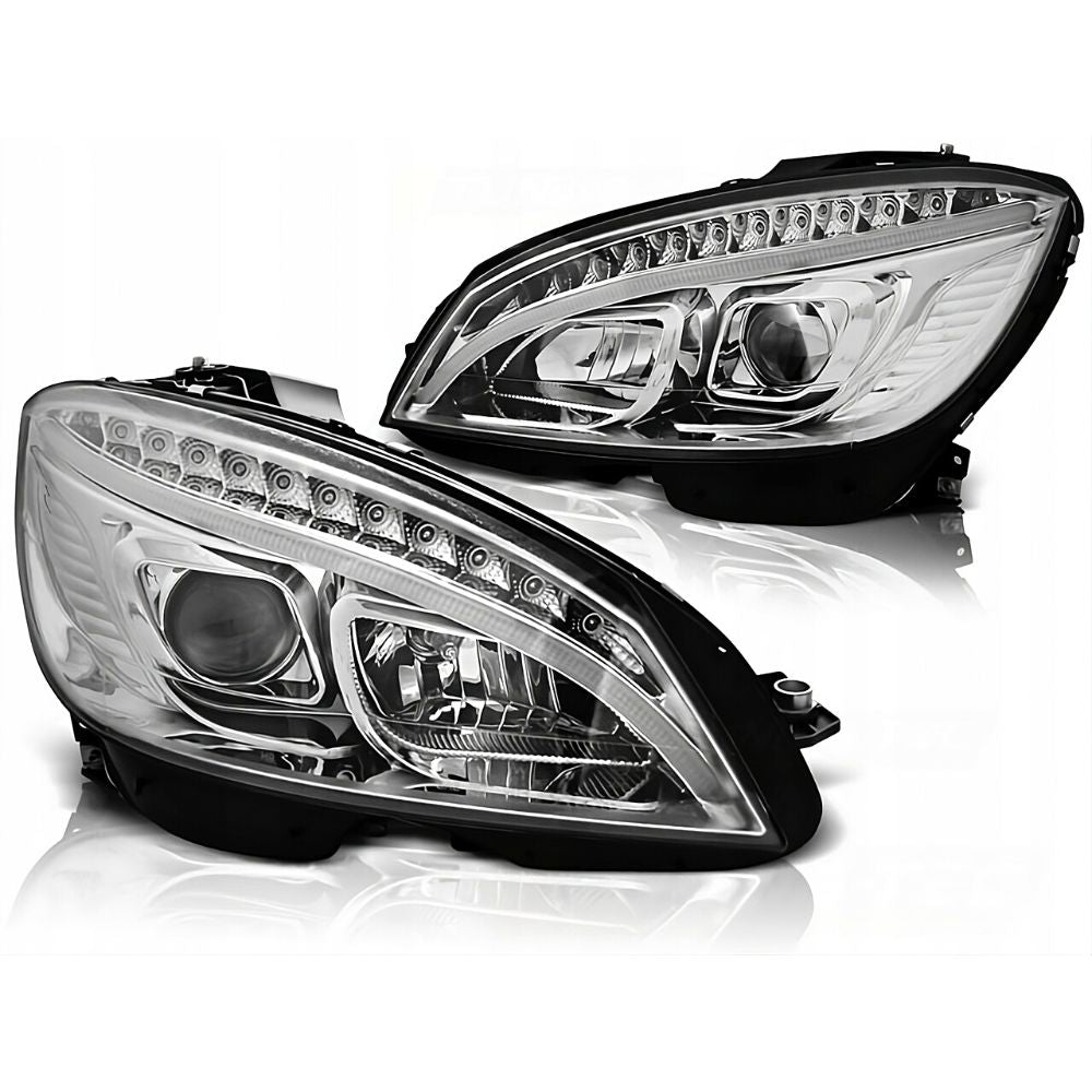 Mercedes Classe C W204 07-10 Fari Anteriori a LED Cromati