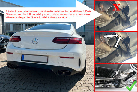 Mercedes E Coupé C238, Cabriolet A238, 2016-2020 AMG Line, Diffusore Posteriore E53 Look