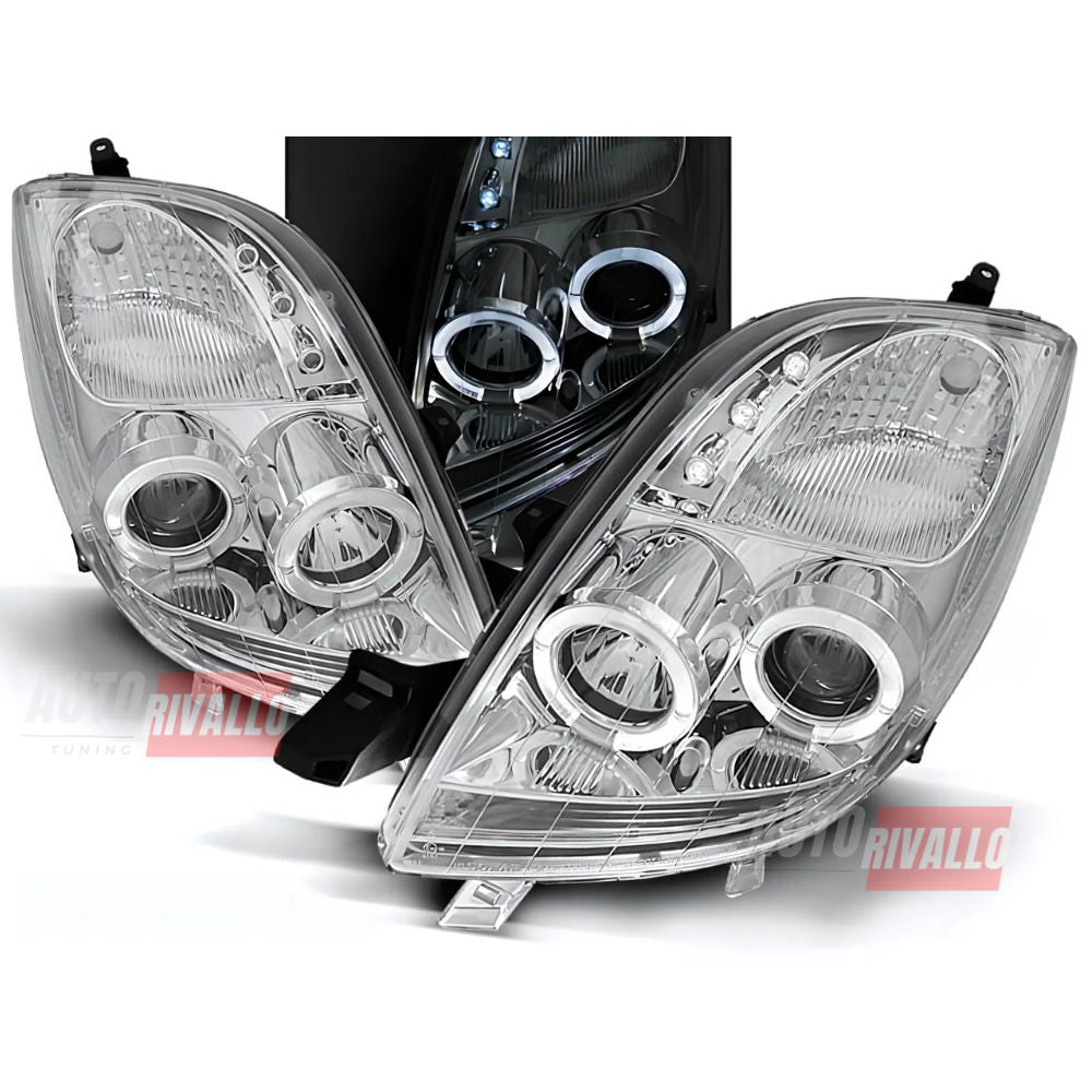 Toyota Yaris 2005-2009 Fari Anteriori Angel Eyes LED Cromati