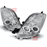 Toyota Yaris 2005-2009 Fari Anteriori Angel Eyes LED Cromati