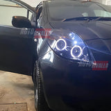 Toyota Yaris P9 2005-2009 Fari Anteriori Angel Eyes LED Neri