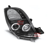 Toyota Yaris P9 2005-2009 Fari Anteriori Angel Eyes LED Neri