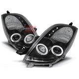 Toyota Yaris P9 2005-2009 Fari Anteriori Angel Eyes LED Neri