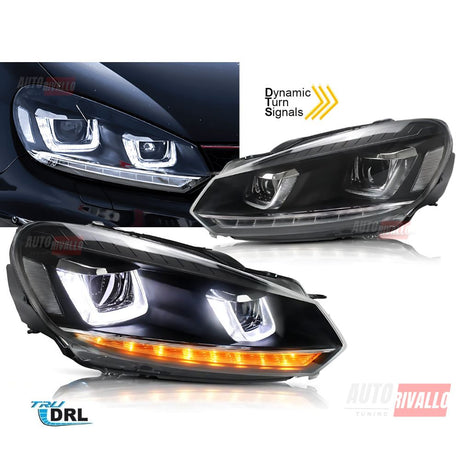 VW Golf 6 2008-2012 Fari Anteriori DRL LED Frecce Dinamiche