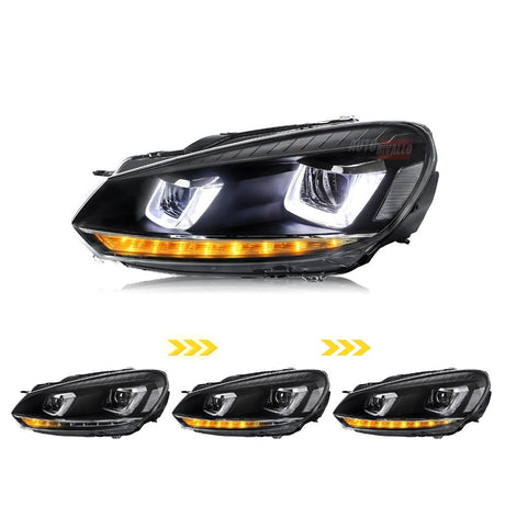 VW Golf 6 2008-2012 Fari Anteriori DRL LED Frecce Dinamiche