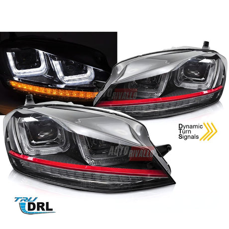 VW Golf 7 2012-2017 Fari Anteriori GTI Look Frecce Dinamiche LED