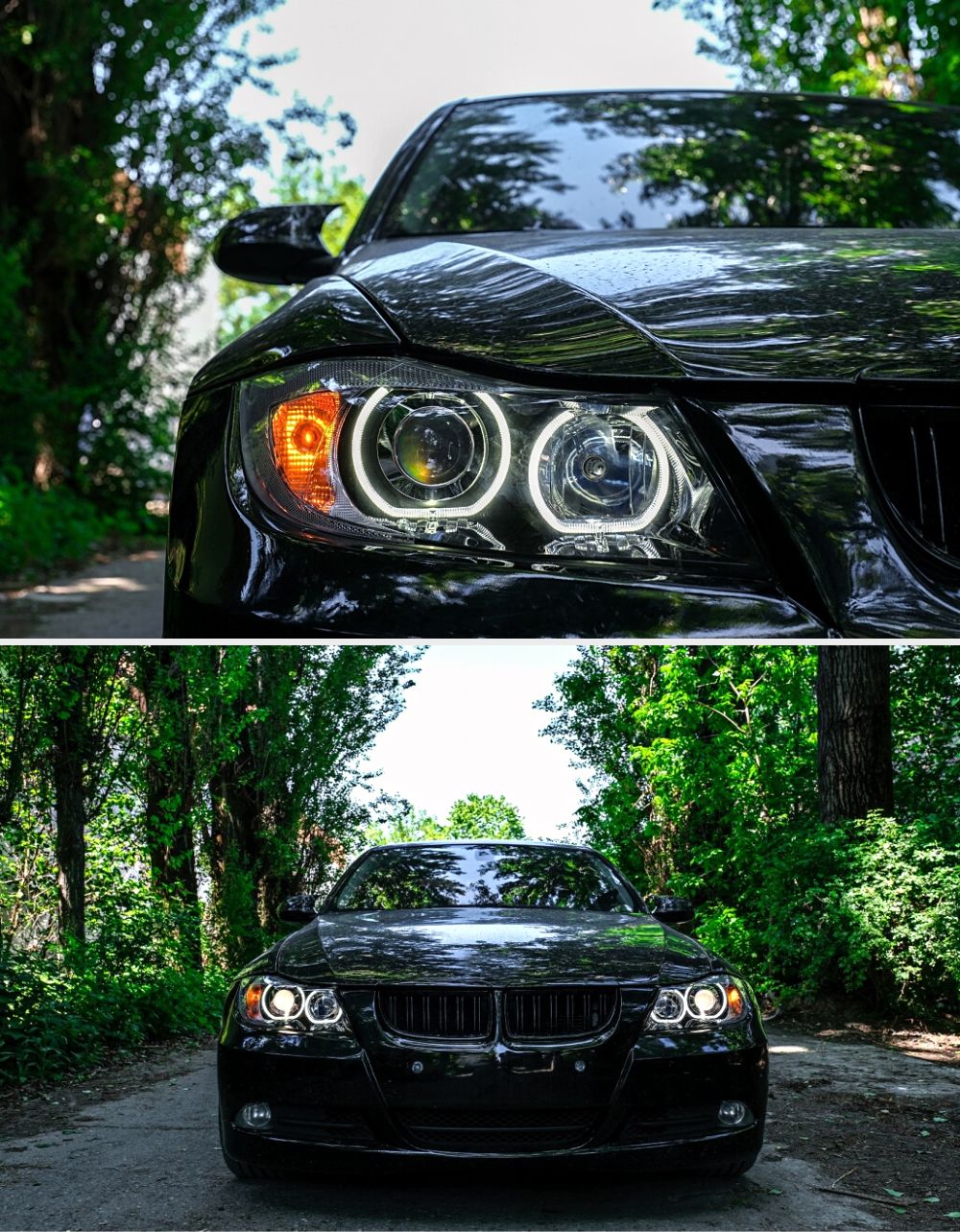 BMW Serie 3 E90 E91 Berlina - Touring 2005-2008 Fari Anteriori Angel Eyes LED