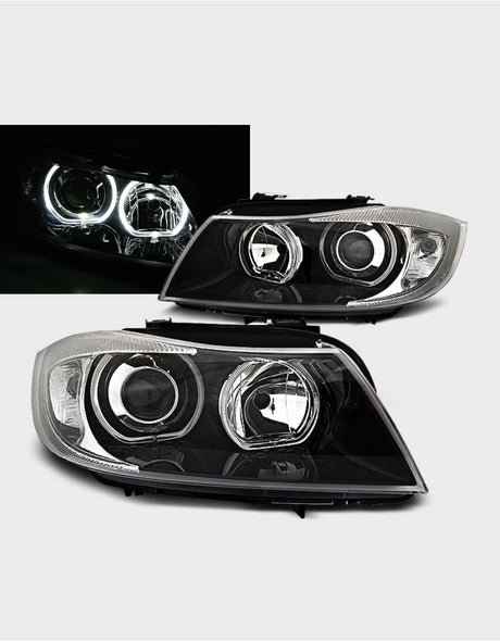 BMW Serie 3 E90 E91 2008-2011 Fari Anteriori Angel Eyes LED