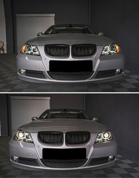 BMW Serie 3 E90 E91 2008-2011 Berlina - Touring Fari Anteriori Angel Eyes LED