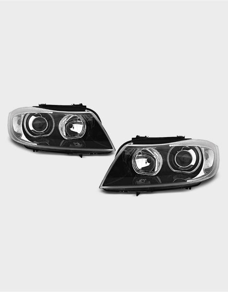 BMW Serie 3 E90 E91 2008-2011 Fari Anteriori Fanali con Angel Eyes a LED