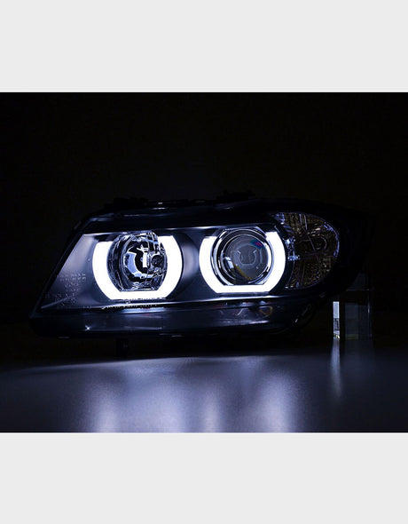 BMW Serie 3 E90 E91 2005-2008 Fari Anteriori Angel Eyes 3D LED