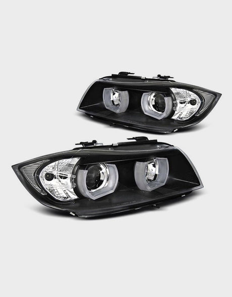 BMW Serie 3 E90 E91 2005-2008 Fari Anteriori Angel Eyes 3D LED