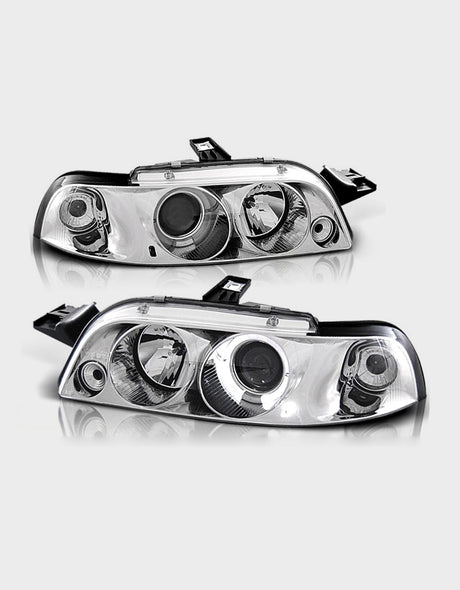 Fiat Punto 1 176 93-99 Fari Anteriori Cromati Angel Eyes LED