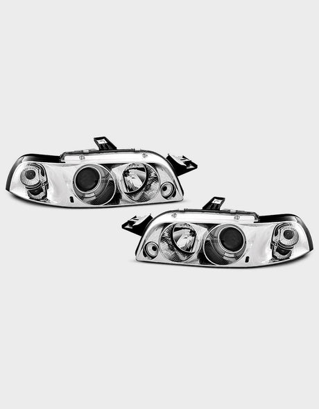 Fiat Punto 1 176 93-99 Fari Anteriori Cromati Angel Eyes LED