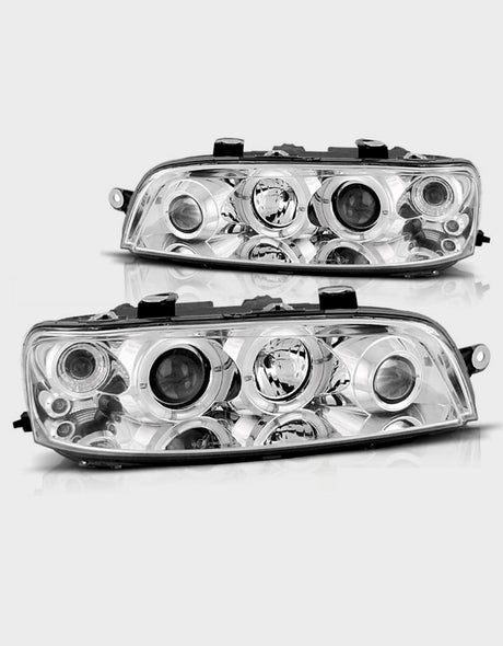 Fiat Punto 2 1999-2003 Fari Anteriori Angel Eyes LED Cromati