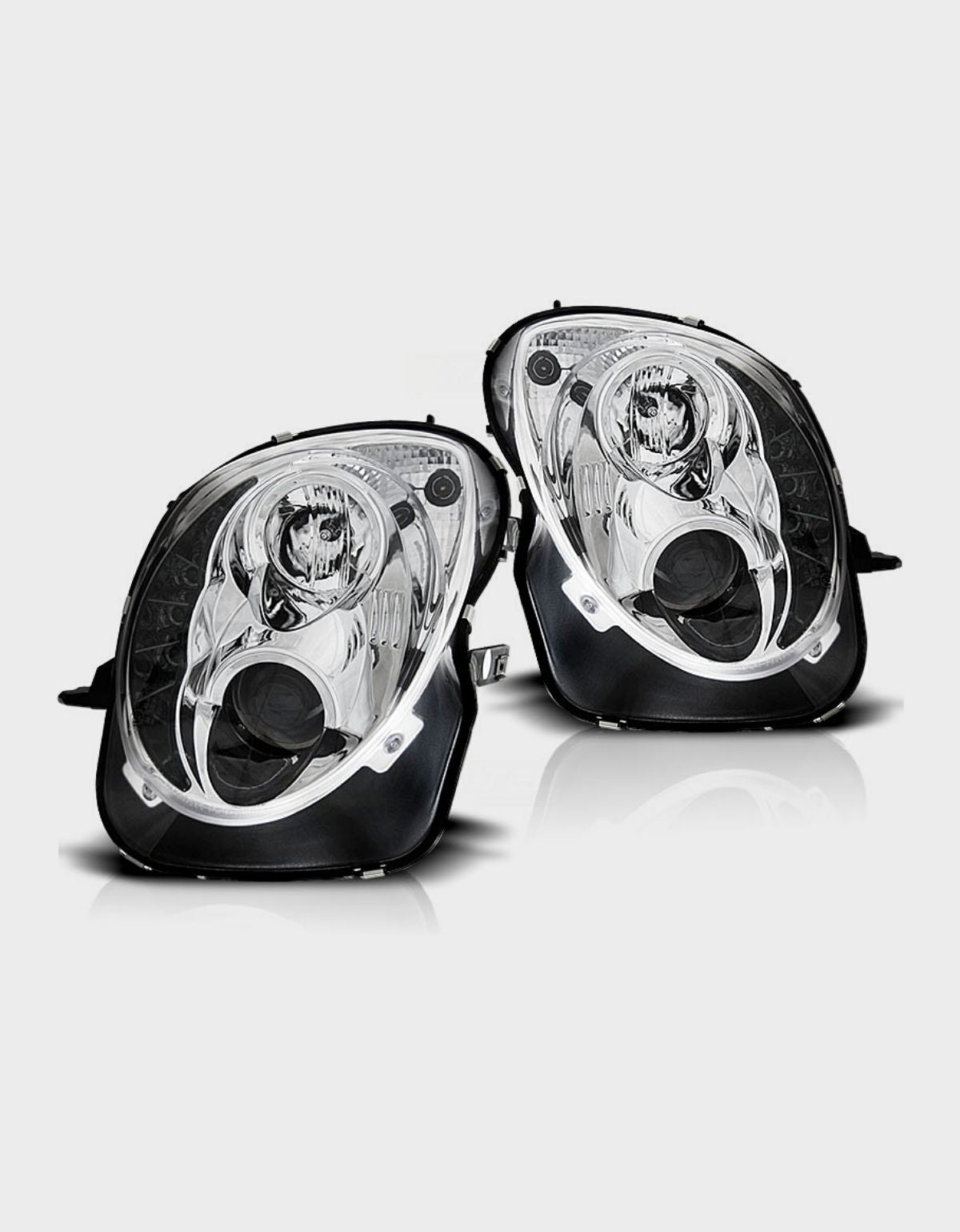 Alfa Mito 2008-2018 Fari Anteriori Con Vere Luci Diurne LED - Cromato