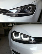 VW Golf 7 2012-2017 Fari Anteriori Nero / Cromato in Ottica R-Line Con Luci Diurne LED