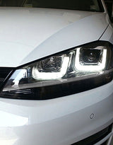 VW Golf 7 2012-2017 Fari Anteriori Nero / Cromato in Ottica R-Line Con Luci Diurne LED