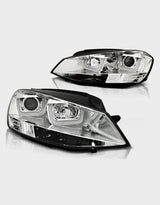 VW Golf 7 2012-2017 Fari Anteriori Cromato Luci Diurne LED