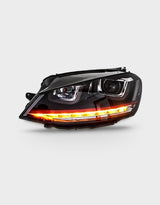 VW Golf 7 2012-2017 Fari Anteriori Frecce a LED in Ottica GTI - XENON Look con luci diurne a LED