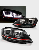 VW Golf 7 2012-2017 Fari Anteriori Frecce a LED in Ottica GTI - XENON Look con luci diurne a LED