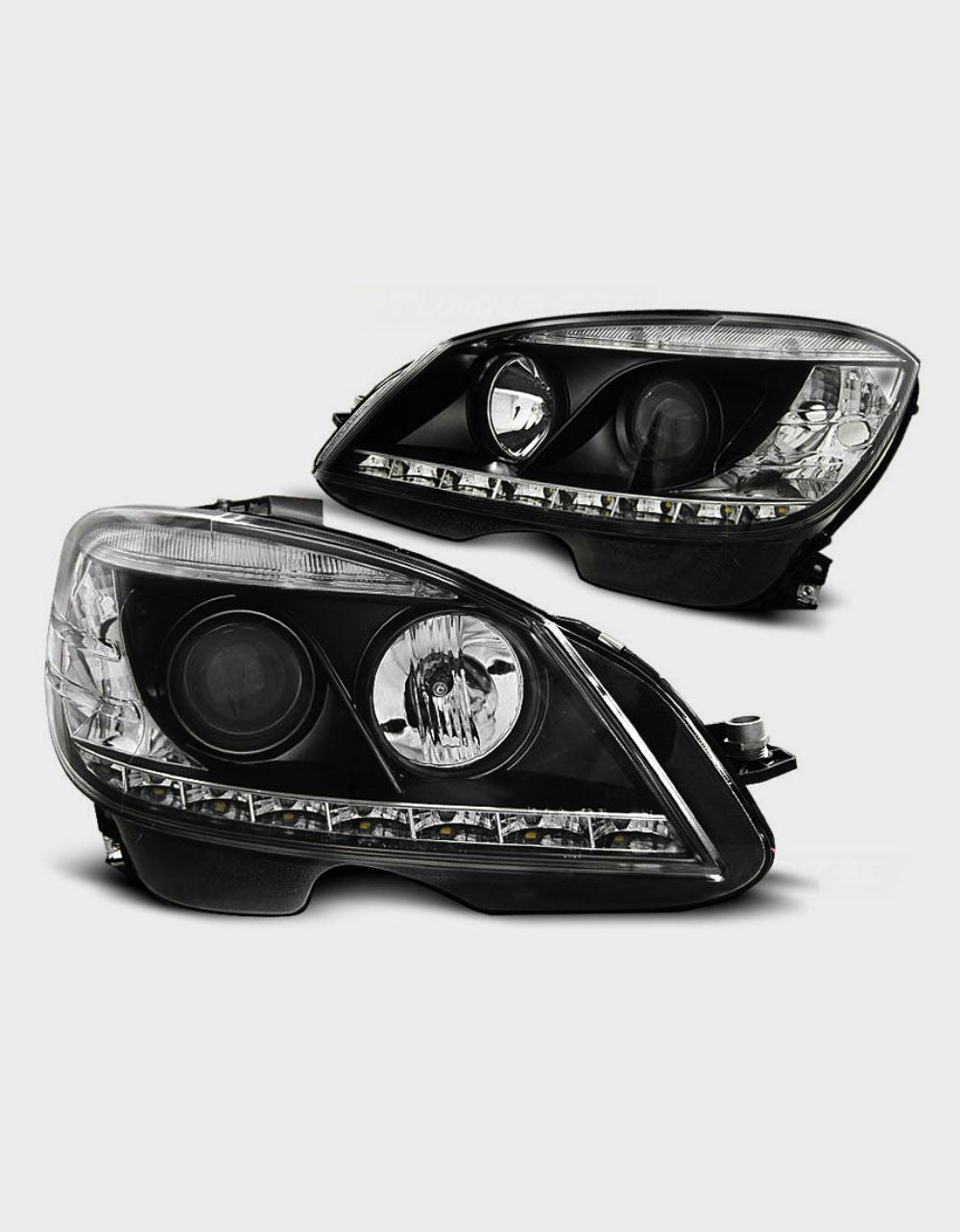 Mercedes C W204 07-10 Fari Anteriori Luci Diurne LED - Nero