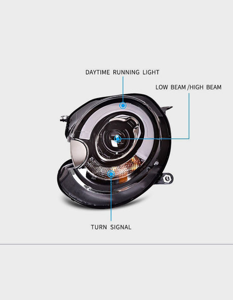 Mini R56 R57 2006-2014 Fari Anteriori Luci Diurne LED Fanali Neri!