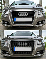 Audi A3 8P 8PA 2008-2012 Griglia Anteriore RS3 Look Nero Lucido a Nido D'ape