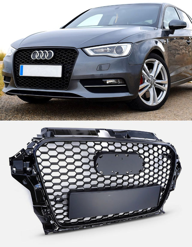 Audi A3 8V 2012-2016 Griglia Anteriore RS3 a Nido D'ape Calandra, Mascherina Nero Lucido