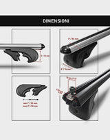 Barre portapacchi in alluminio, Barre sul tetto, Portatutto