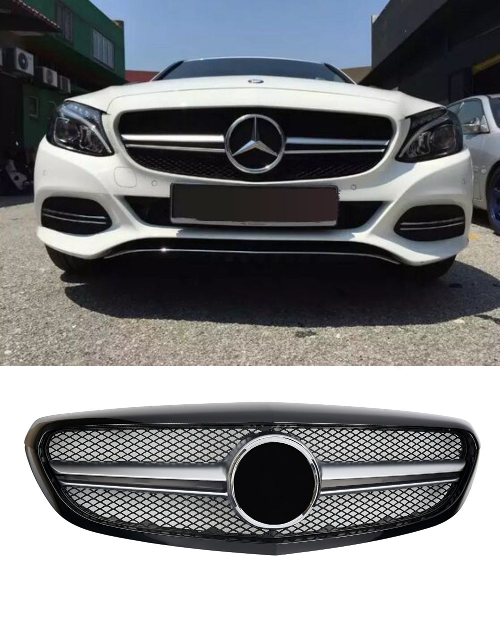 Mercedes C C205 Coupe 2014-2018 Griglia Anteriore Nero Look AMG