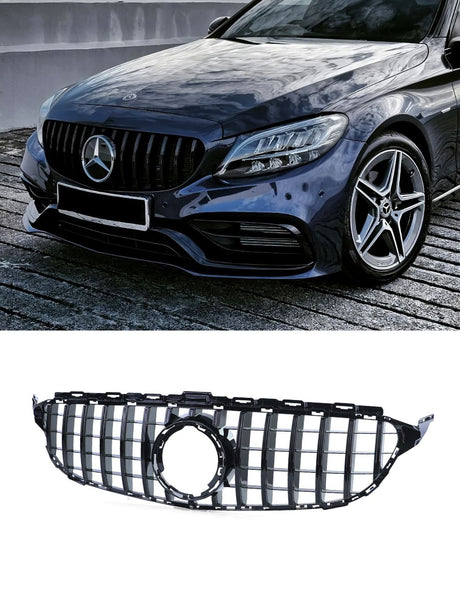 Mercedes C W205 2018-2021 Griglia Radiatore Panamericana Nero Lucido Look AMG