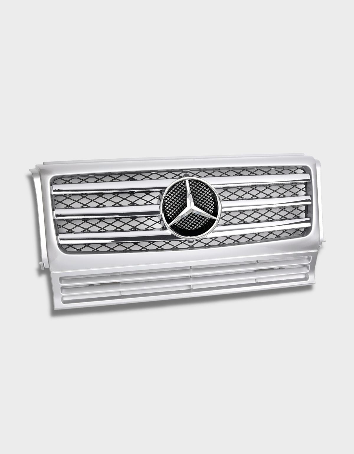 Mercedes G W463 1990-2017 Griglia Radiatore Sport Argento con profili cromati