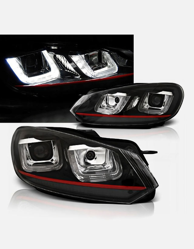 VW Golf 6 2008-2012 Fari Anteriori Luci Diurne U-LED GTI Look